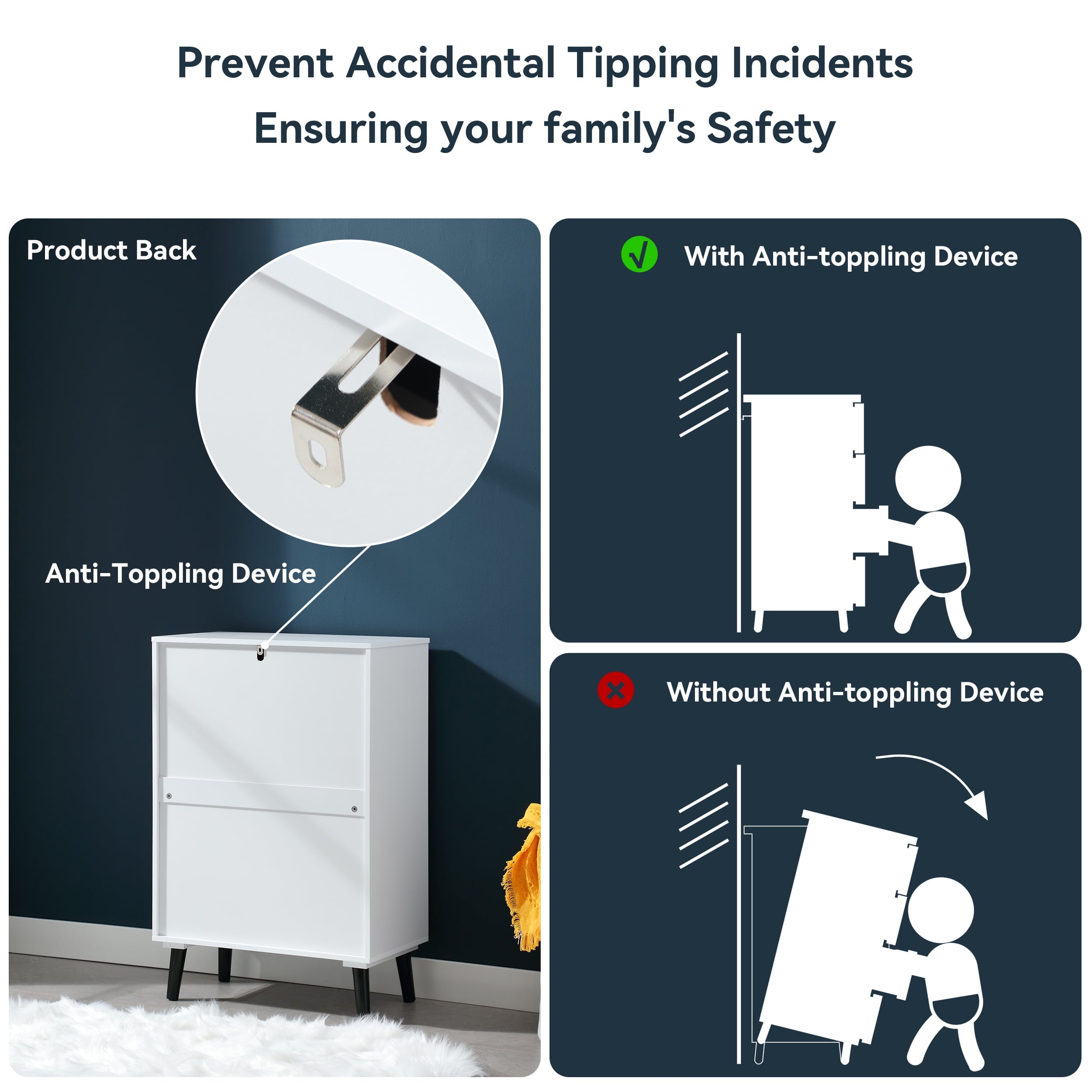 NOVALLA 62 Inch TV Stand Set, 2 Piece Entertainment Center, 1 Sideboard and 1 Tall Cabinets, TV Console Table for Living Room, Bedroom, Entryway, White