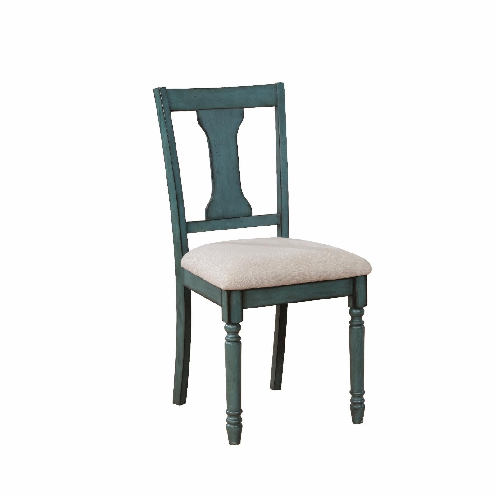 Willow Farmhouse 6-Piece Dining Set, Burnished Smoke and Distressed Teal Blue