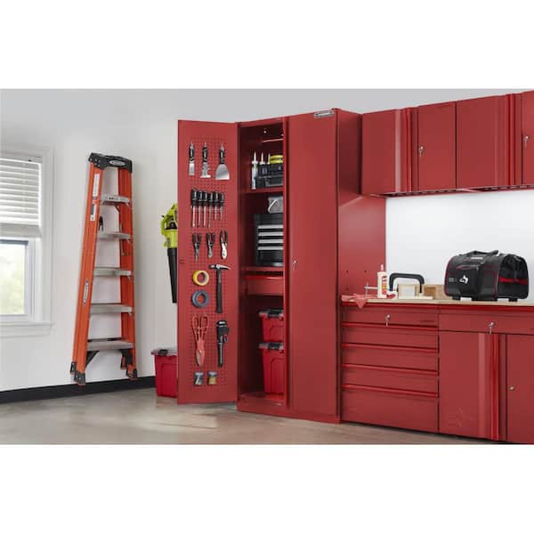 Heavy Duty Welded 20-Gauge Steel Freestanding Garage Cabinet in Red (36 in. W x 81 in. H x 24 in. D)