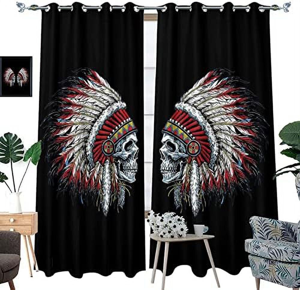 Cool Skull Curtains Fantasy Galaxy Gothic Skull Rose Flower Grommet Blackout Curtains for Bedroom Thermal Insulated Energy Efficient Noise Reducing and Light Blocking 42x63in 2 Panels