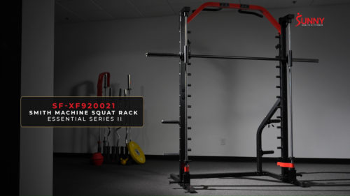 Sunny Health Fitness Premium Squat Smith Power Rack Pull Up Bar Machine XF920021