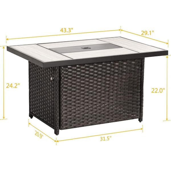43 in. 50,000 BTU Outdoor Metal Rectangle Propane Gas Fire Pit Table