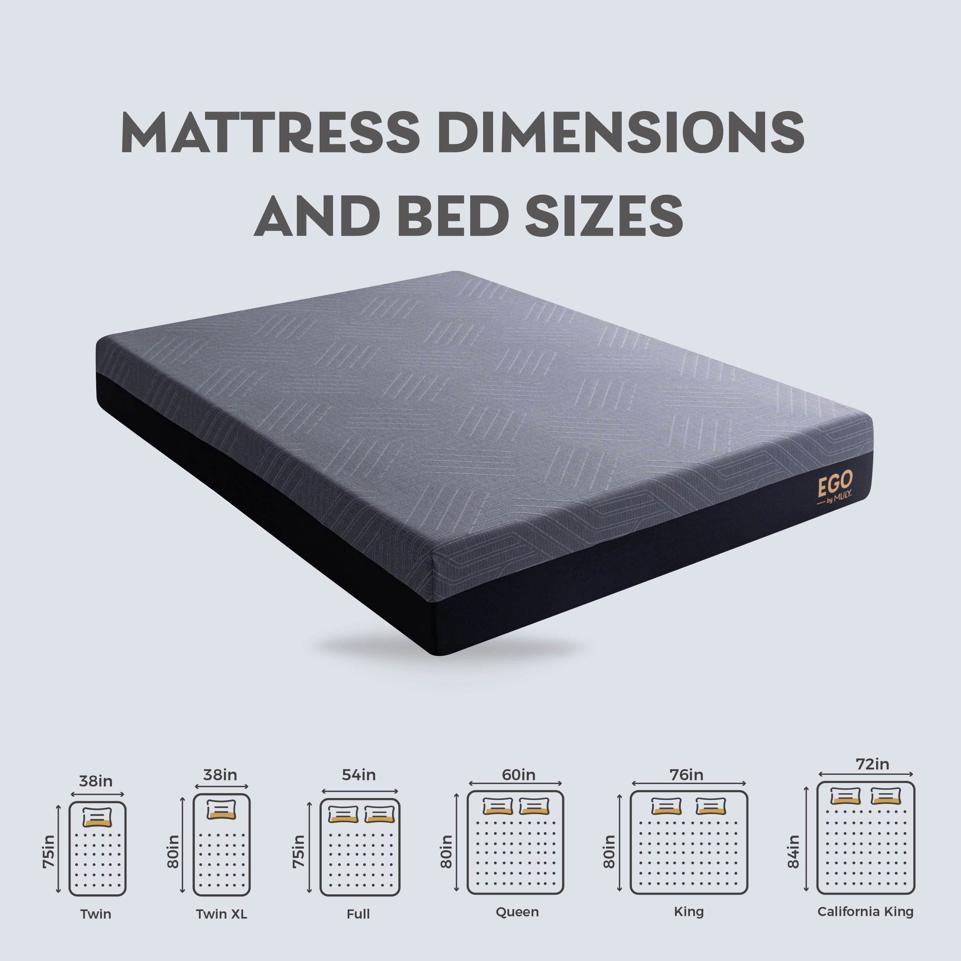 Ego Black 10 inch Twin Mattress in a Box, Cooling Gel Memory Foam Mattress, Medium