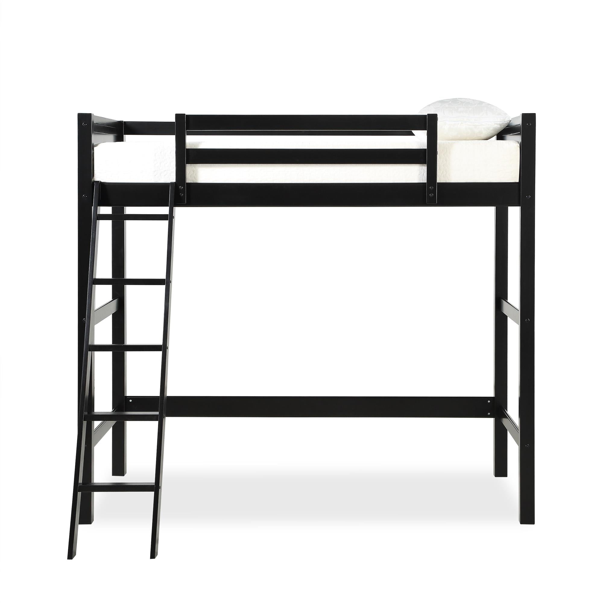 Your Zone Kiarah Twin Loft Bed with Ladder, Black