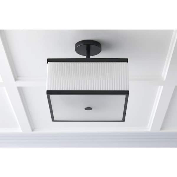 Ashbury 13 in. 3-Light Black Square Flush Mount