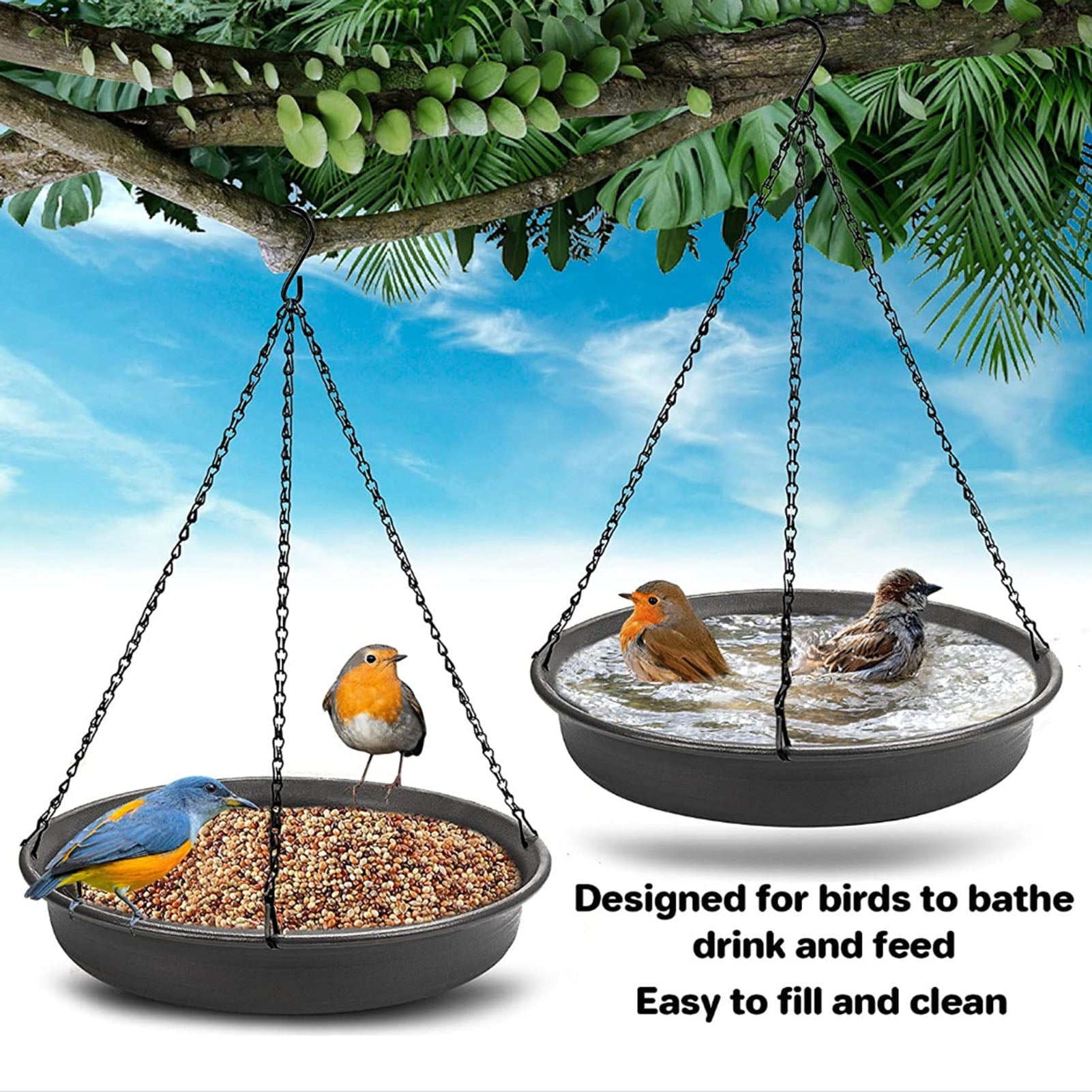 Outdoor Hanging Tray Bird Bath Tray Firm Chain Tray Strong Burden Capacity Gardening Exterior Decoration
