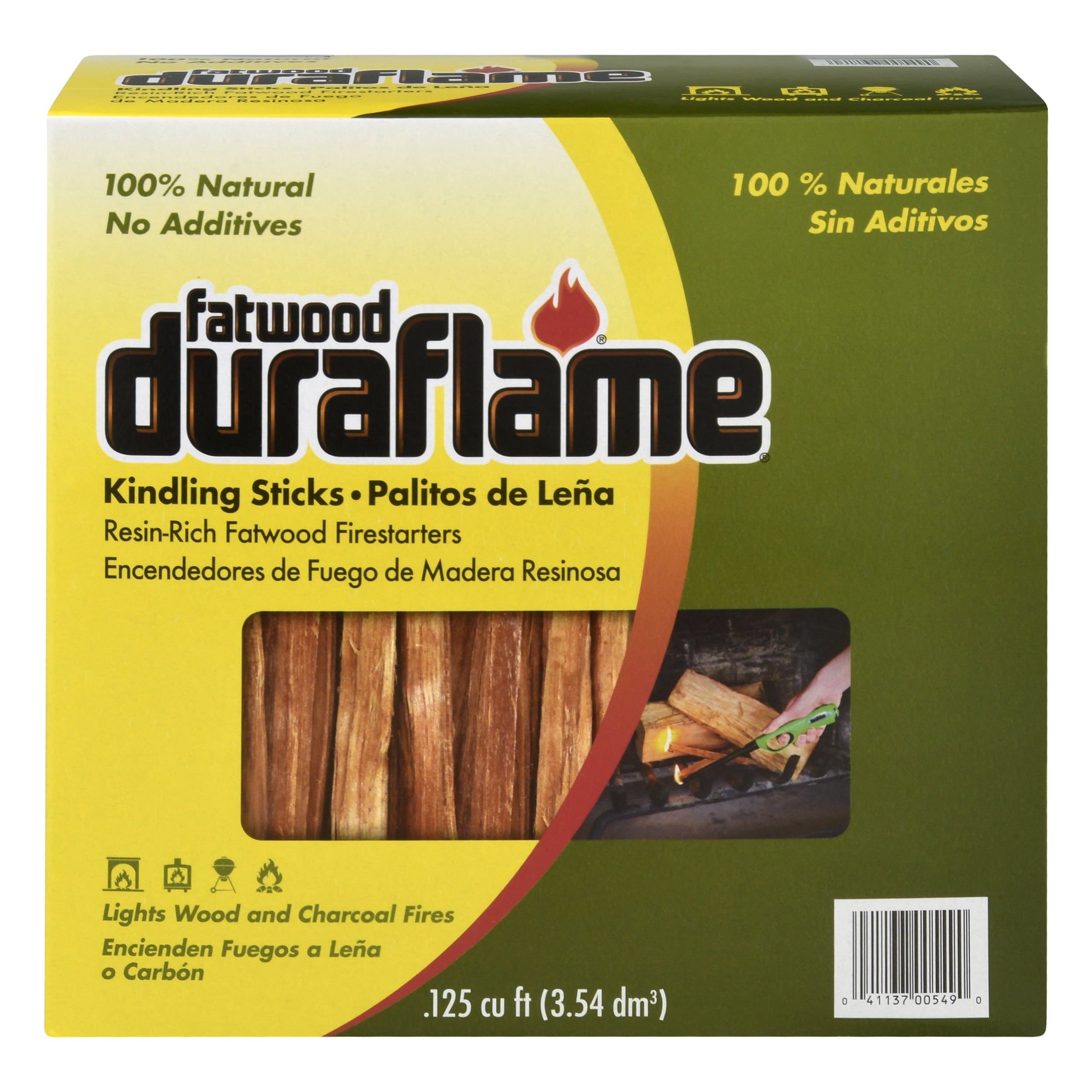 Duraflame Fatwood Fire Starters for Firewood or Charcoal, .125 Cu ft