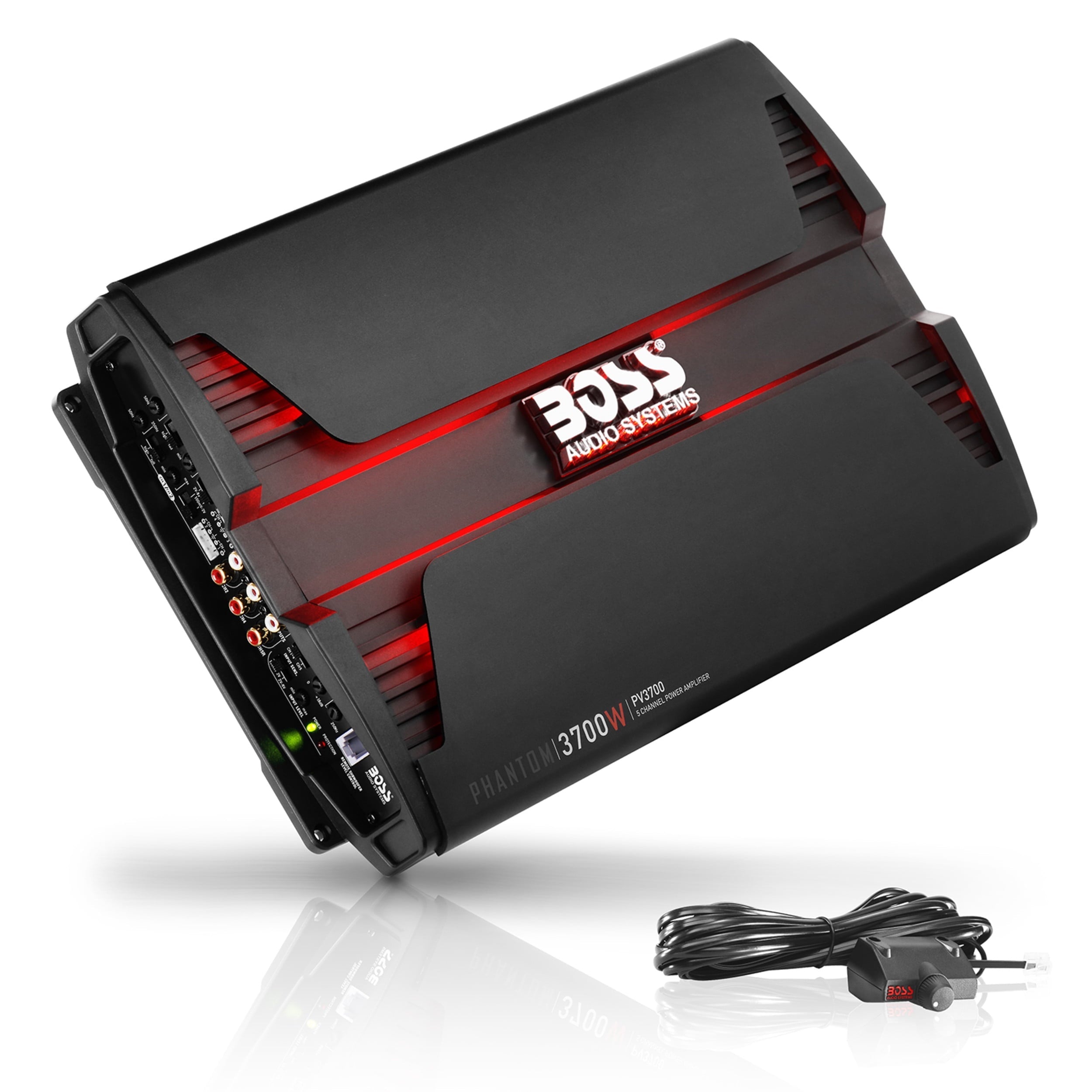 BOSS Audio Systems PV3700 5 Phantom Series Car Audio Amplifier – 3700 High Output, 5 Channel, 2/4 Ohm Stable, Low/High Level Inputs, High/Low Pass Crossover, Full Range, Bridgeable, Subwoofer