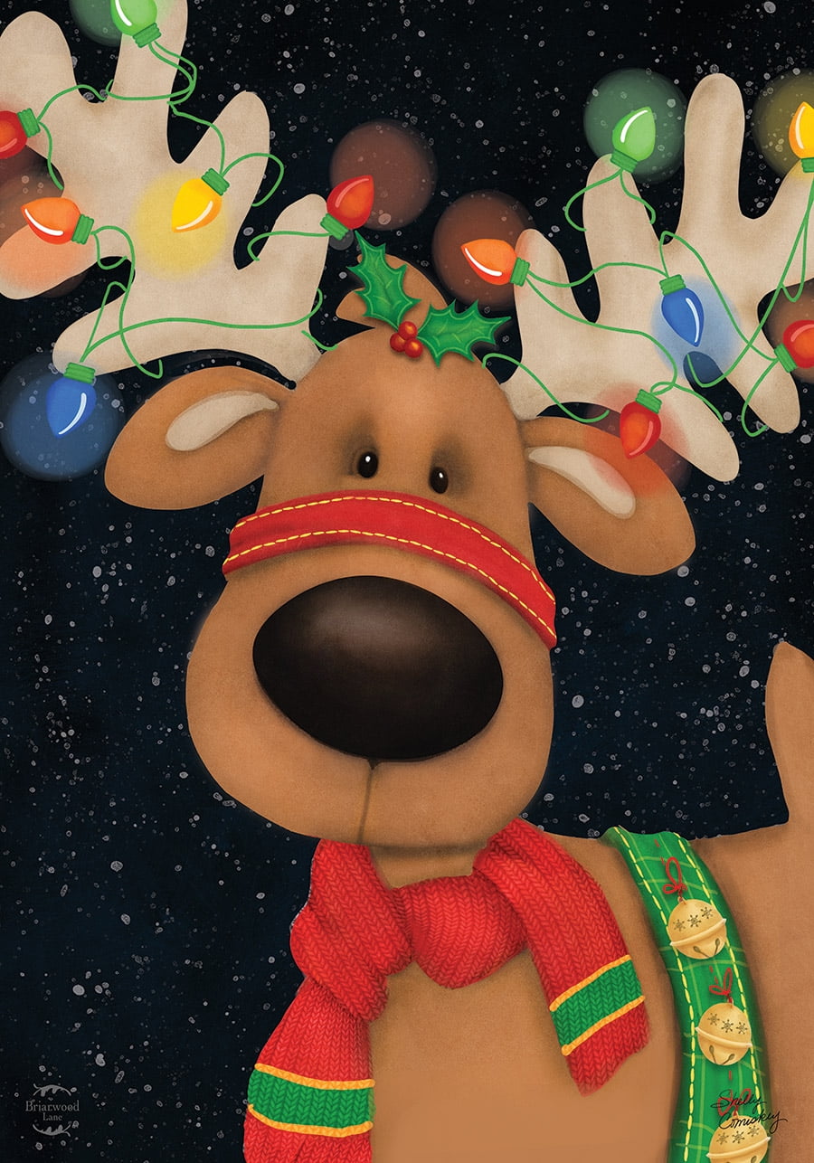 Reindeer in Lights Christmas House Flag Holiday 28