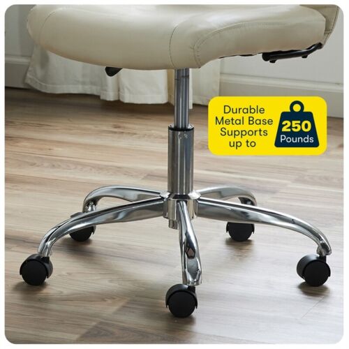 Serta Essentials Armless Task Chair Faux Leather and Mesh Cream