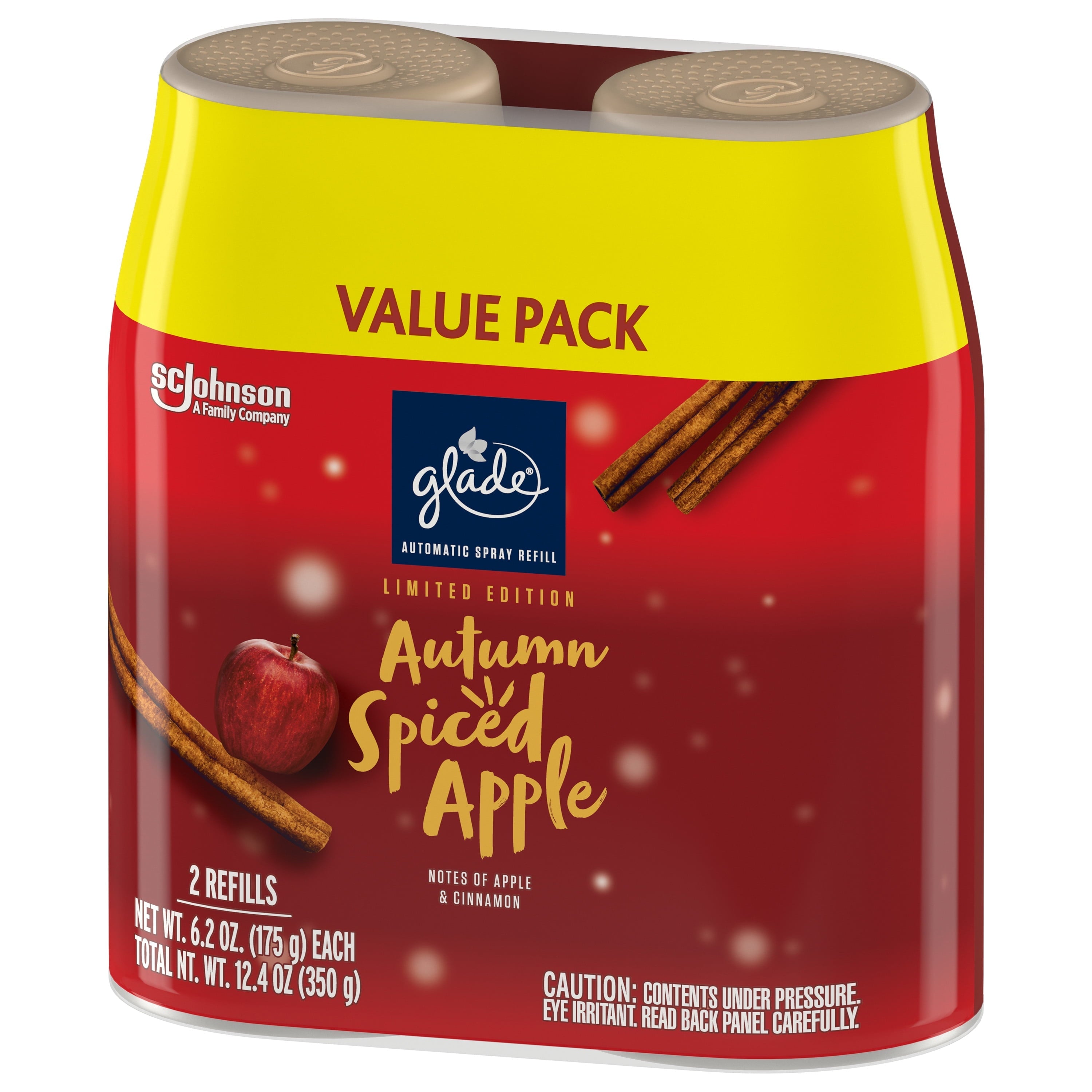 Glade Automatic Spray Refill, Air Freshener, Autumn Spiced Apple, 2 Refills, 6.2 oz Each