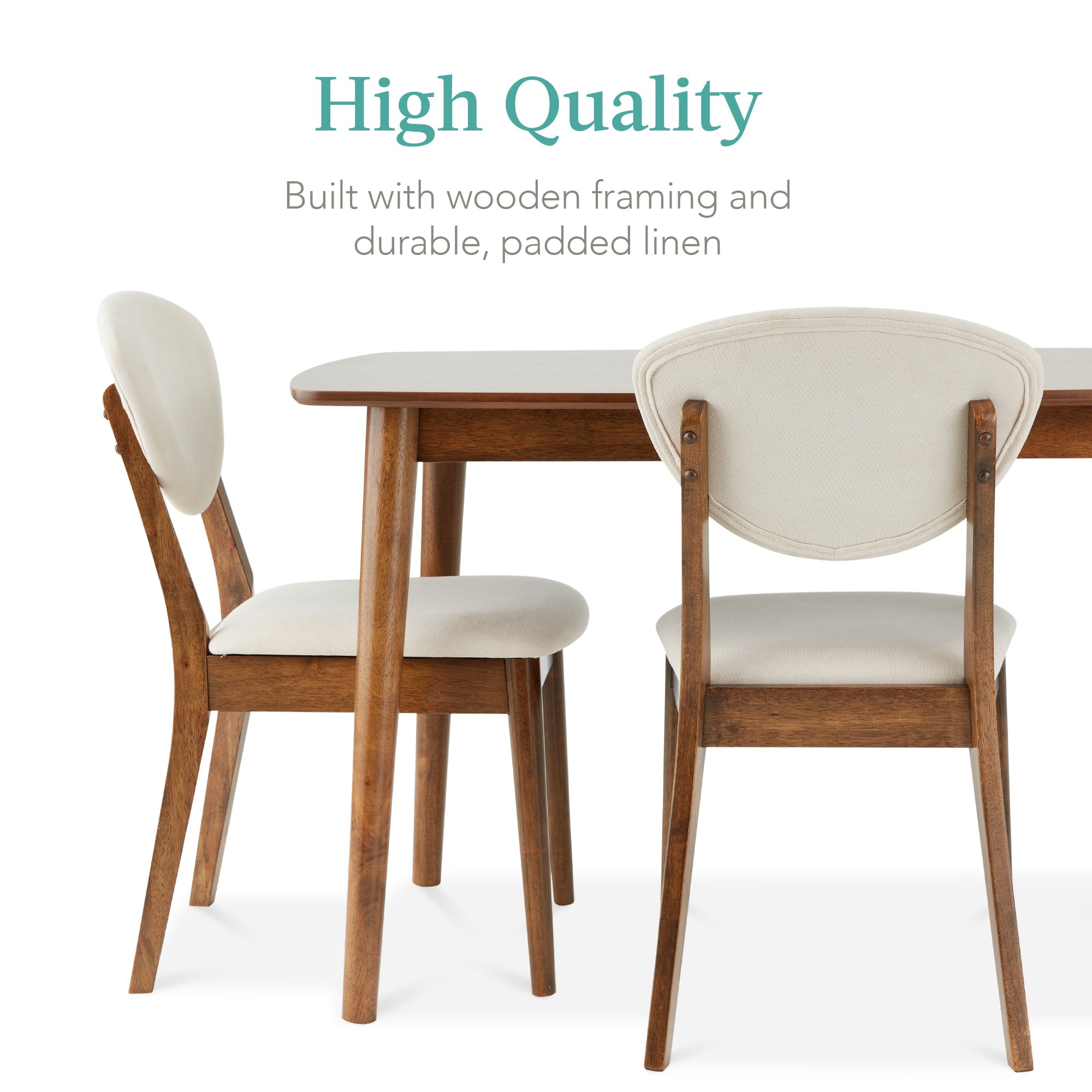 Best Choice Products 5-Piece Compact Wooden Mid-Century Modern Dining Set w/ 4 Chairs, Padded Seat & Back - Brown/White