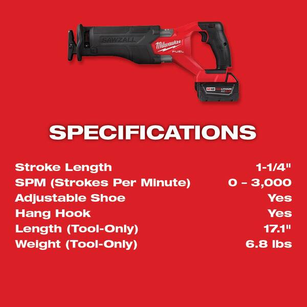 M18 FUEL 18V Lithium-Ion Brushless Cordless SAWZALL Reciprocating Saw Kit W/M18 FUEL Grinder