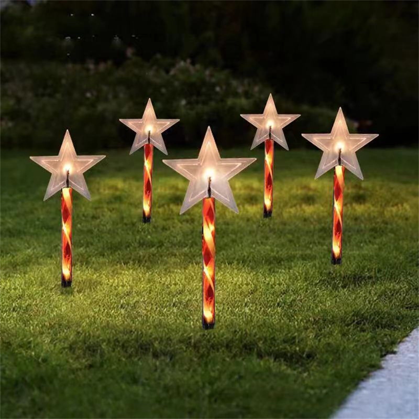 5pcs Solar Christmas Tree Lights Outdoor Waterproof Solar Powered 8-Lighting Modes Stake Lights for Pathway Lawn Yard Christmas Decor