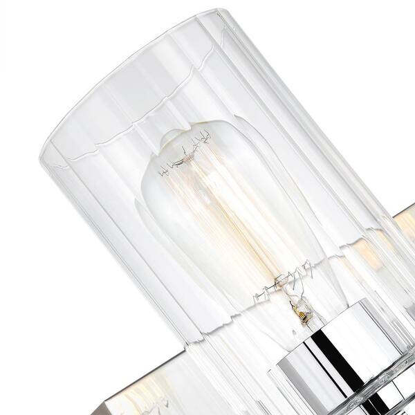 20.5 in. 3-Light Chrome Vanity Light with Ribbed Glass Shades