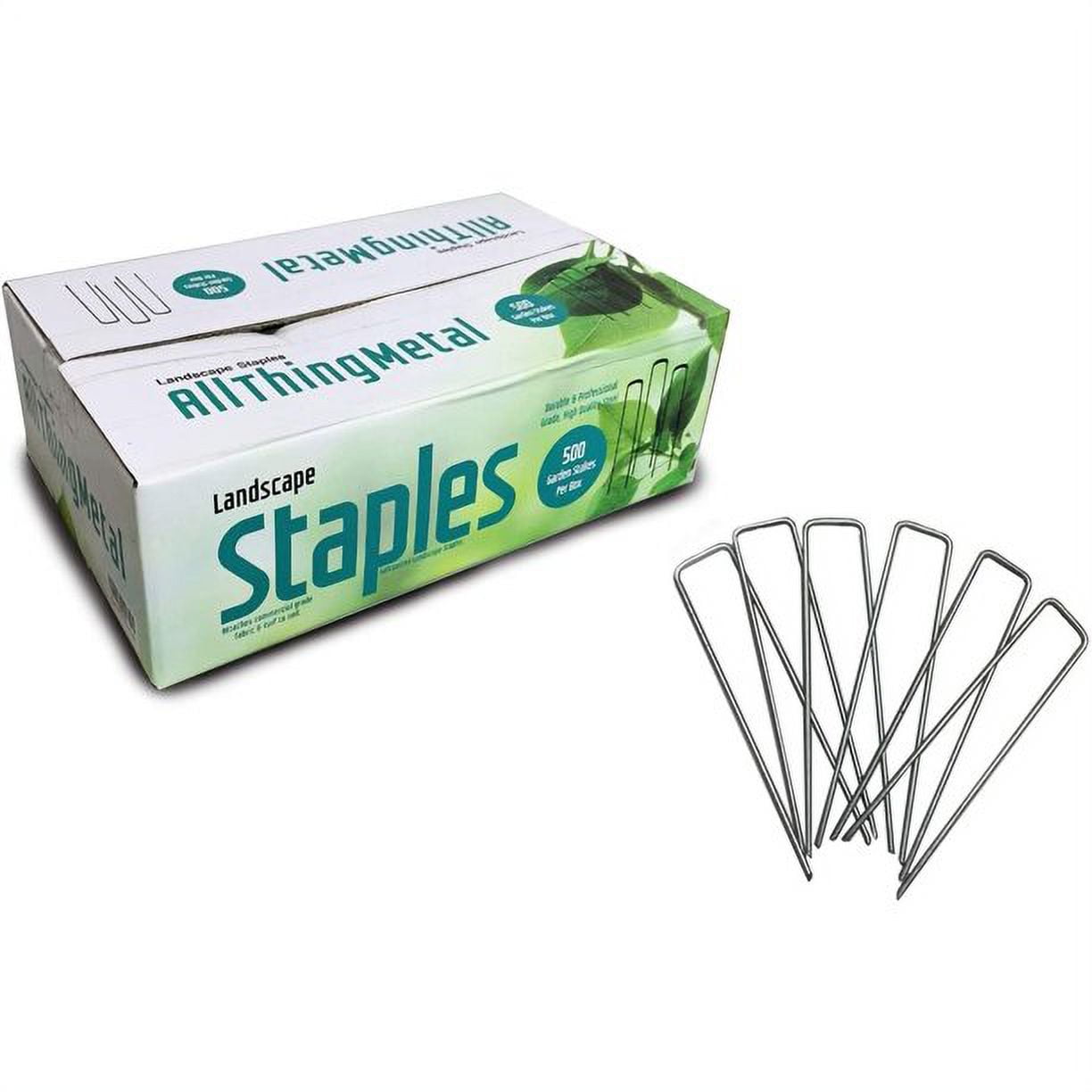 AllThingMetal Galvanized Sod Staples 6 inch Silver Color Stake Stainless Steel (500 per Pack - Extra Heavy Duty) - - Sturdy Rust Resistant Gardening Supplies for Anchoring Landscaping, Weed Barrier,