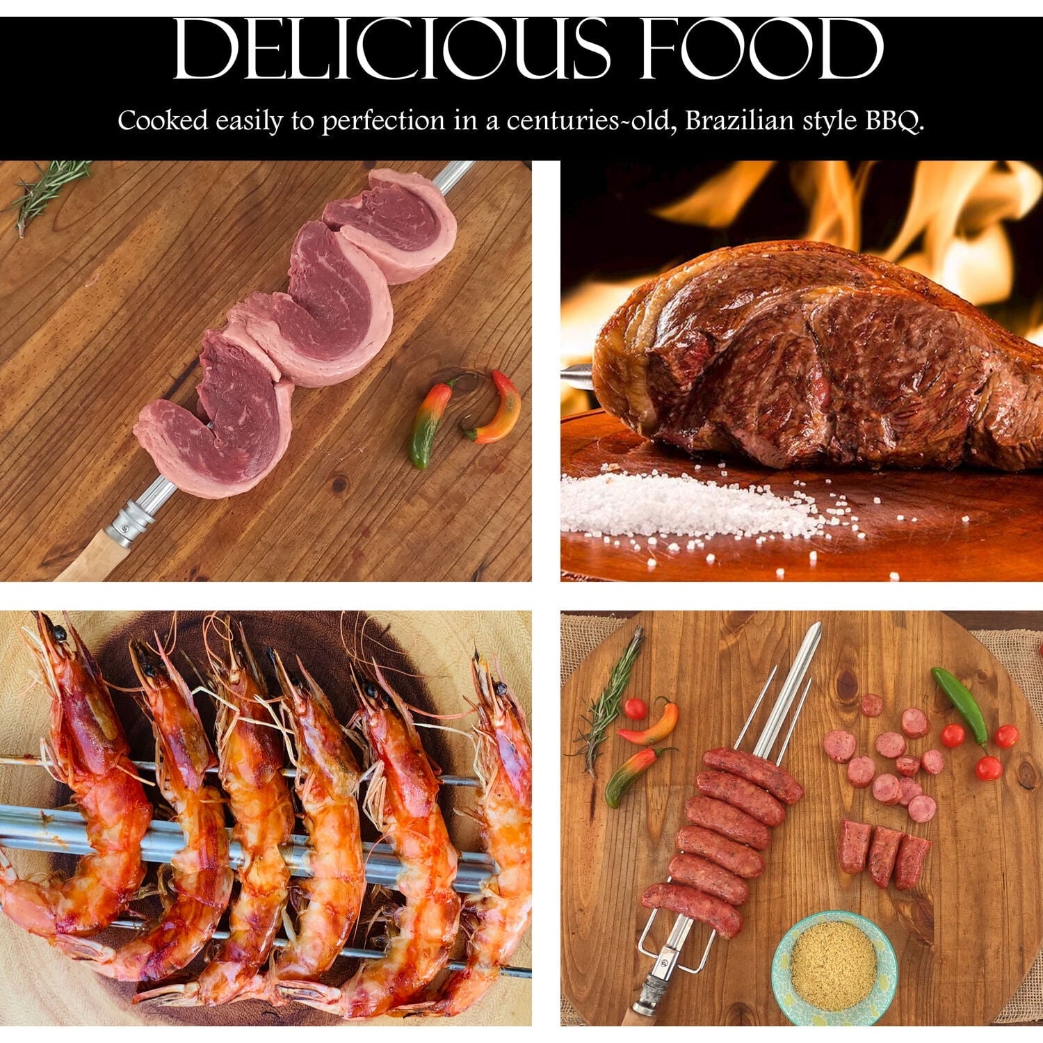 Brazilian Flame Brazilian Gas Rotisserie Grill with 3 Skewers in Red