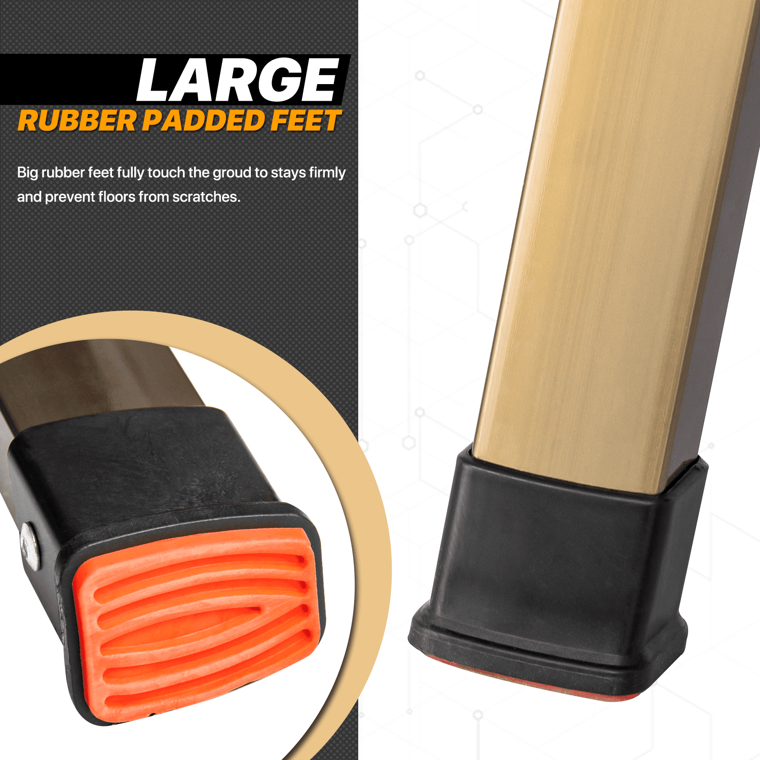 MoNiBloom 4 Step Ladder Folding Stool Heavy Duty 331Lbs Capacity Industrial Lightweight, Black/Gold