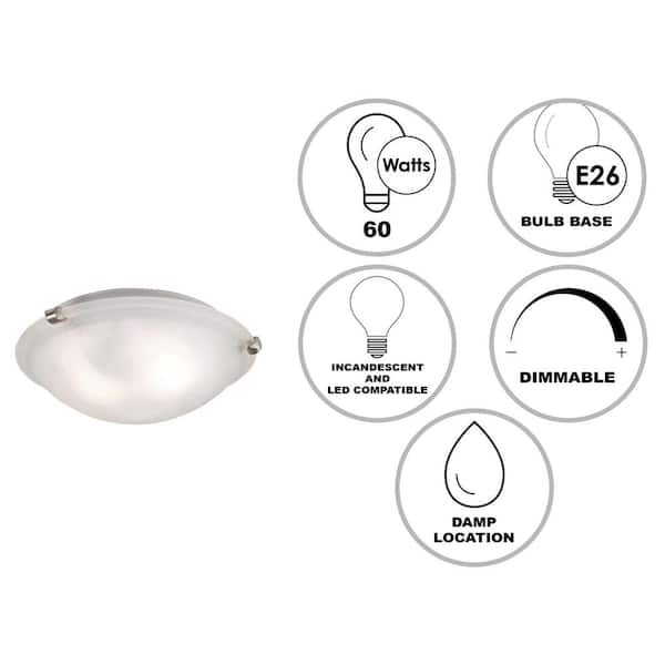 Constellation 12 in. 2-Light Brushed Nickel Flush Mount Ceiling Light Fixture with Frosted Linen Texture Glass Shade