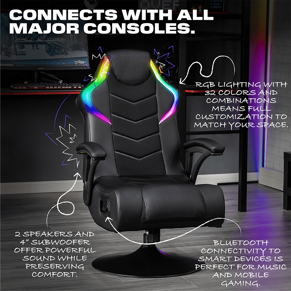 X Rocker Nemesis RGB Pedestal Gaming Chair, Black Mesh, 31.89