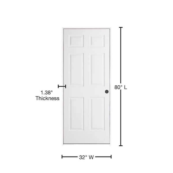 32 in. x 80 in. 6 Panel Colonist Primed Left-Handed Textured Molded Composite Single Prehung Interior Door