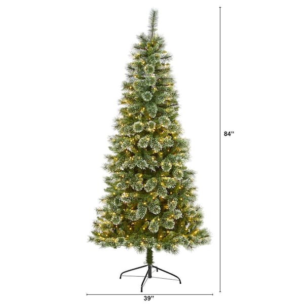 7 ft. Pre-Lit Wisconsin Slim Snow Tip Pine Artificial Christmas Tree with 400 Clear LED Lights