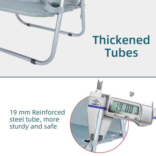 Folding Beach Adults, Portable Heavy-Duty Lawn Chairs Made of High Strength 600D Oxford Fabric and Steel Frame