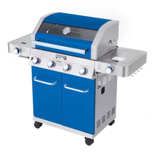 Monument Grills 6-Burner Propane Grill w/ Side+Sear Burners + LED Controls Blue