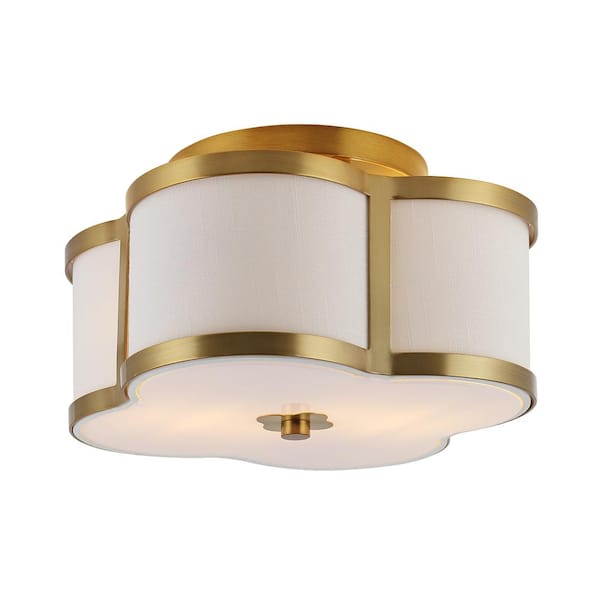 Quatrefoil 13 in. Brass Gold Metal Shade Scalloped Classic Glam LED Flush Mount
