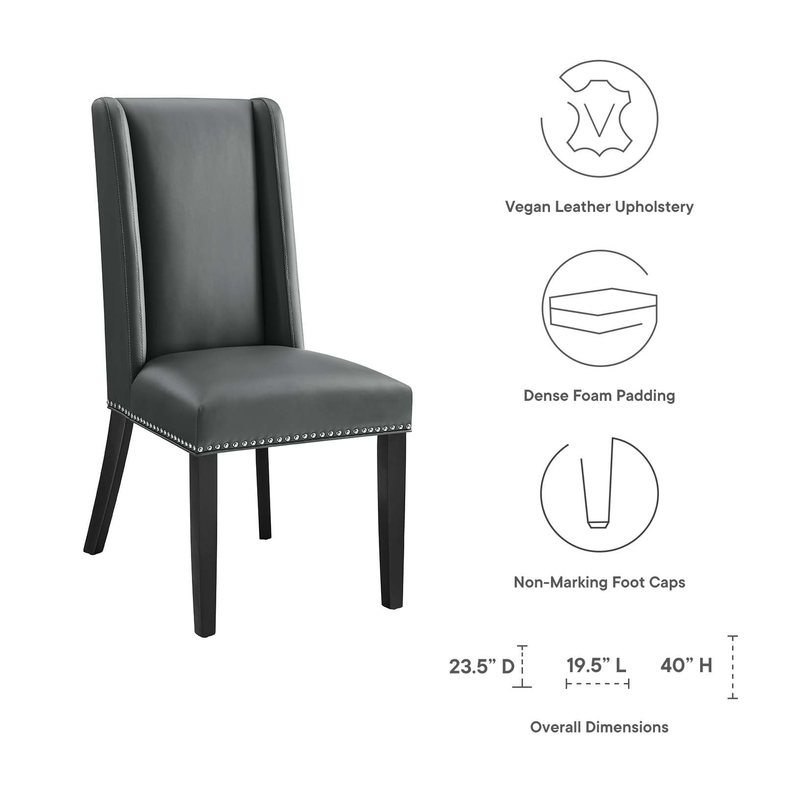 Modway Baron Vegan Leather Dining Chair in Gray