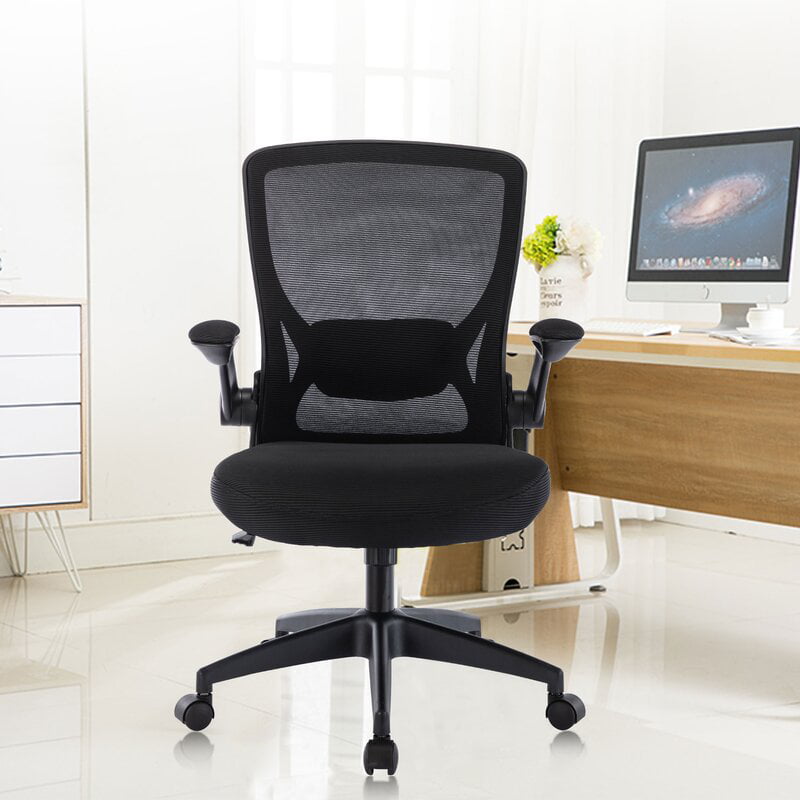 Coolhut Ergonomic Office Chair, Lumbar Support Ergonomic Mesh Desk Chair with Flip-up Arms (Black)