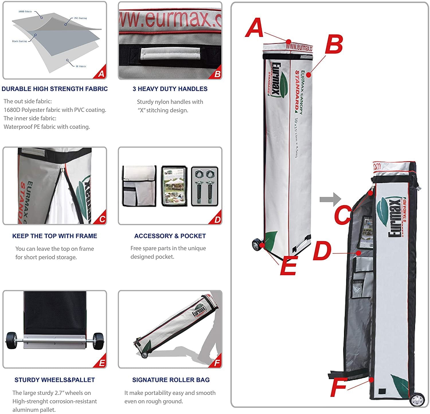 Eurmax 10'x15' Ez Pop Up Canopy Tent Commercial Instant Canopies with Heavy Duty Roller Bag,Bonus 4 Sand Weights BagsPurple)