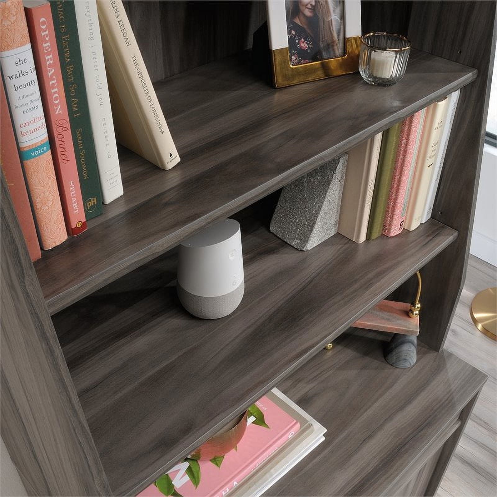 Home Square 2-Piece Set with Lateral File Cabinet & Library Hutch in Jet Acacia