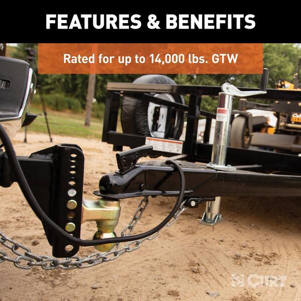 14,000 lbs. 6 in. Adjustable Channel Mount Hitch 2 in. Shank w/Dual Ball &5/8 in. Barbell Style Hitch Lock Combo Kit