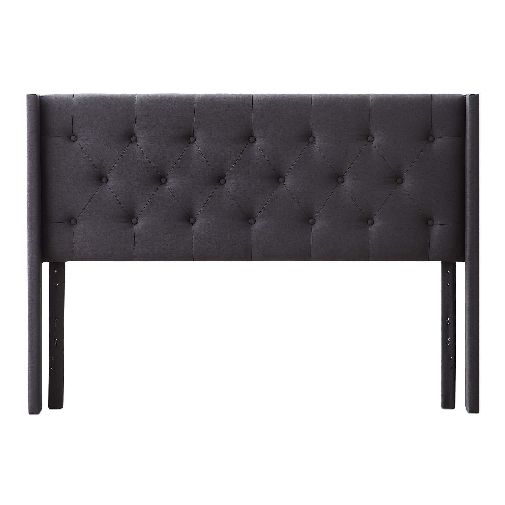 Rest Haven Button Tufted Upholstered Headboard, Queen, Charcoal