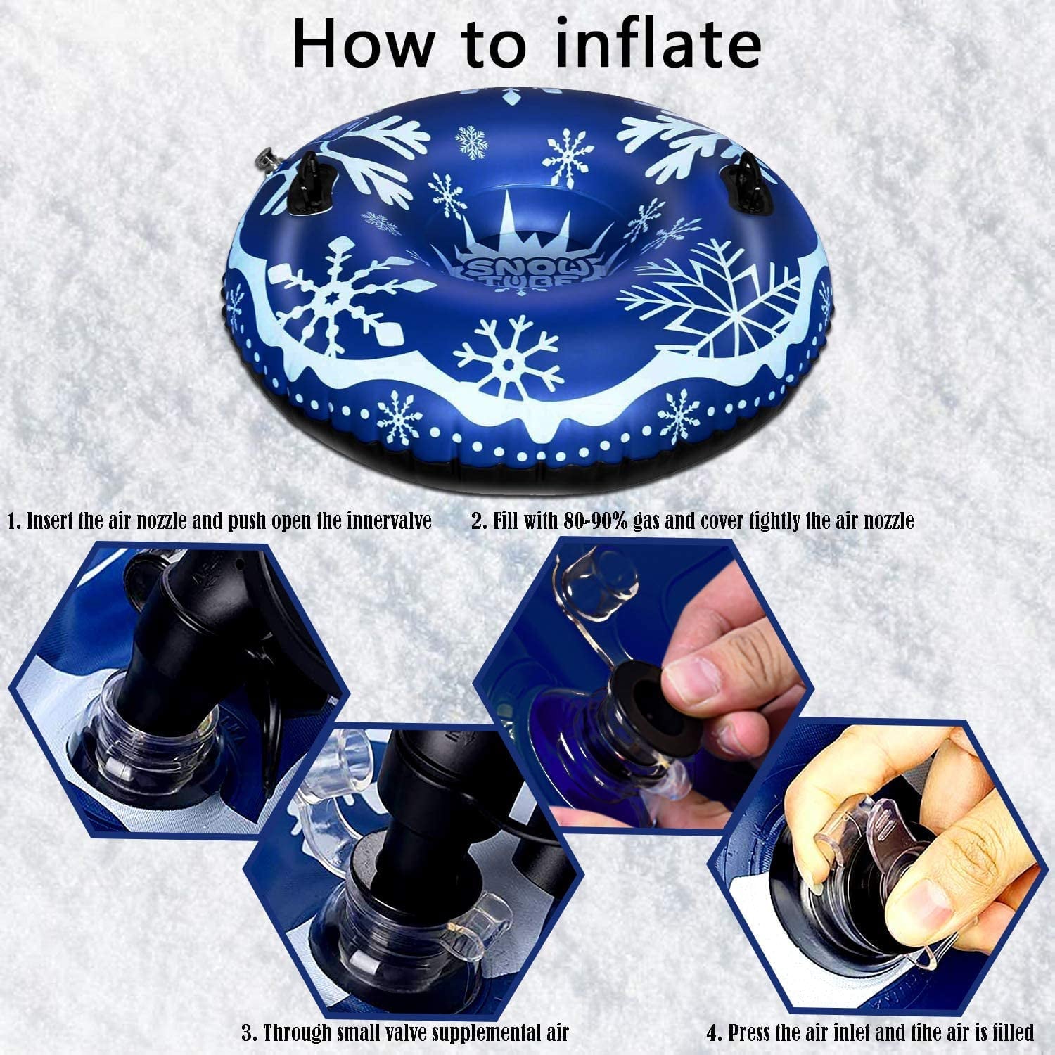 Snow Tube - Winter Saving LONGRV 47 In. Snow Sled, Inflatable Snow Tubes for Sledding Kids, Tubes for Floating with 2 Handles, Snow Sled for Adults and Children for Christmas