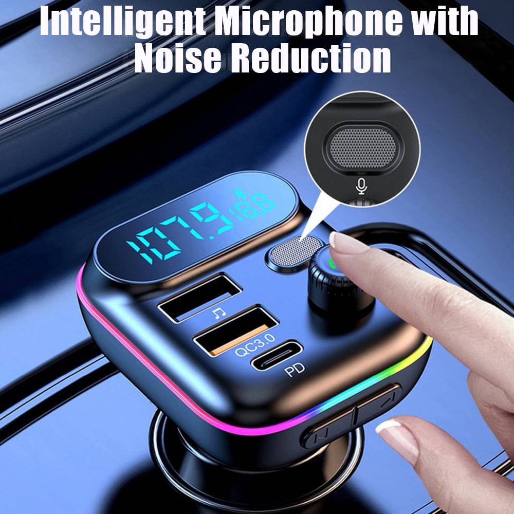 MSOVA 5.0 Bluetooth FM Transmitter with USB Charging Hand Free Calling, 1pcs Black