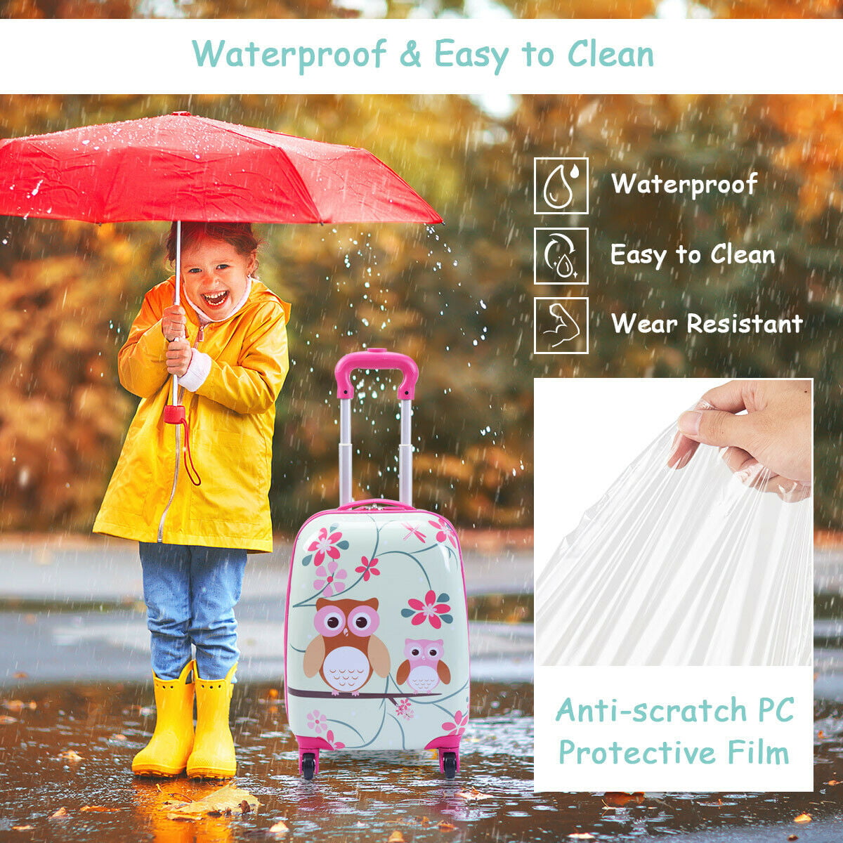 Costway 2Pcs 12'' 16'' Kids Luggage Set Suitcase Backpack School Travel Trolley ABS