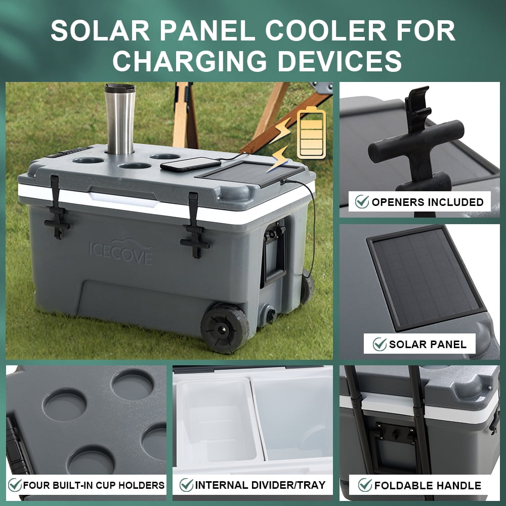 IceCove 60-Quart Solar Cooler - Castlerock Grey