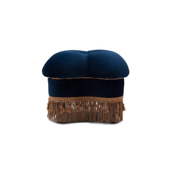 Ellen Navy Blue Hand Tufted Ottoman