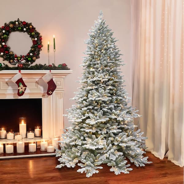 New 7.5 ft. Royal Majestic Douglas Fir Flocked Tree with Real Life Molded Tips and Sure-Lit Pole with 800 Clear Lights
