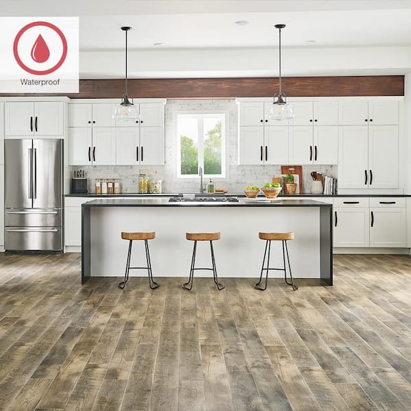 Outlast+ Bronze Belmont Oak 12 mm T x 6.1 in. W Waterproof Laminate Wood Flooring (16.1 sqft/case)
