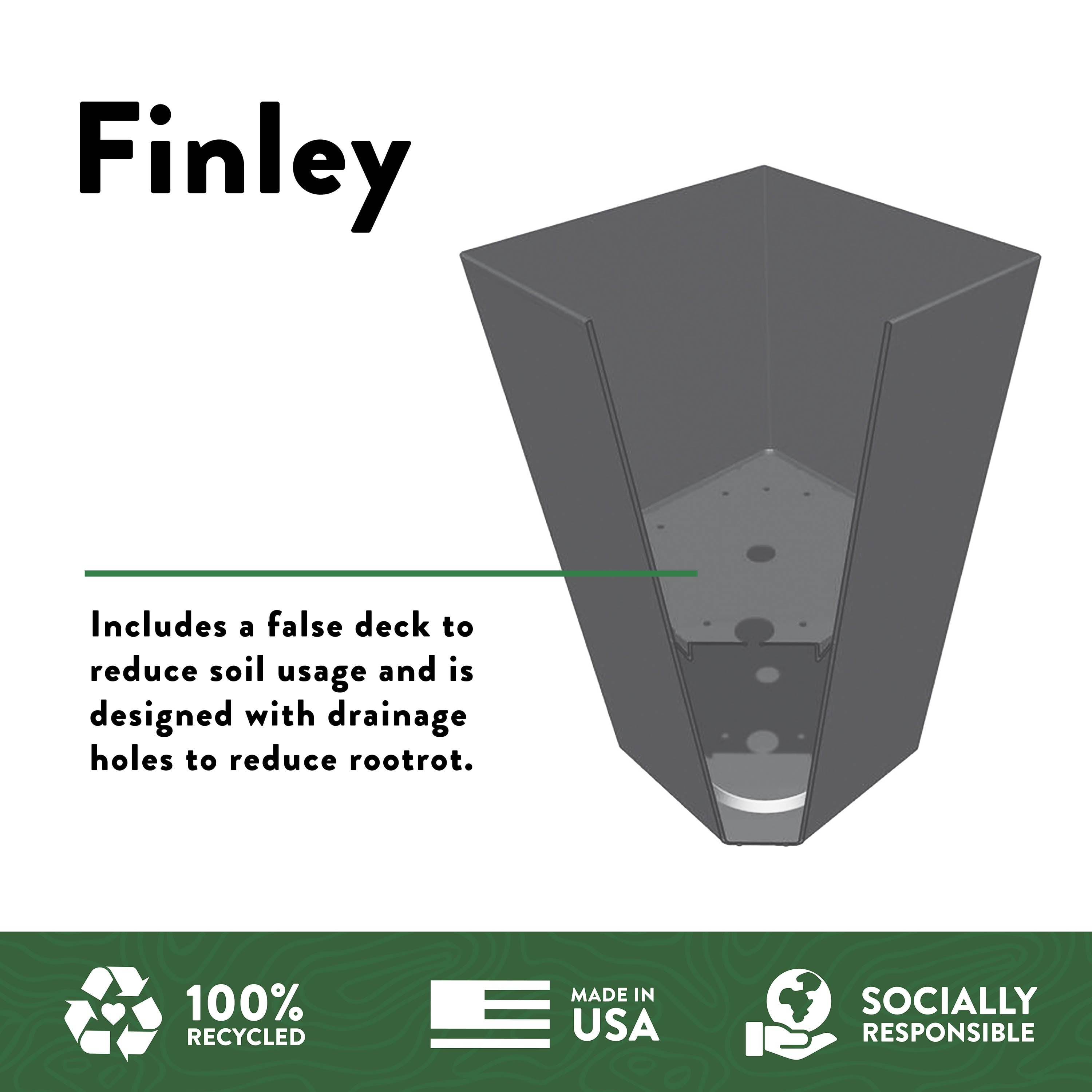 Bloem 20-in Tall Finley Square Tapered Resin Planter - Cement Gray