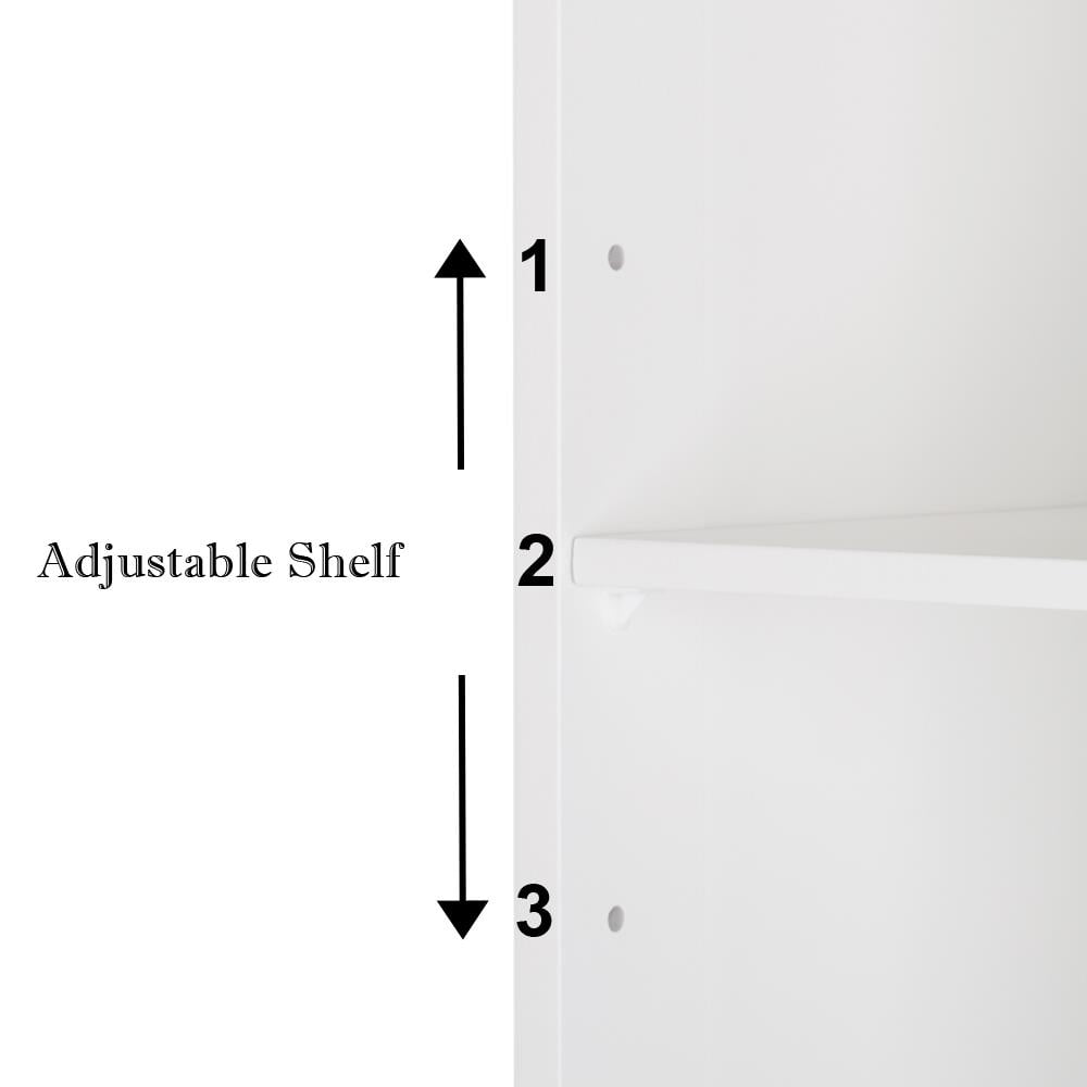 ZENY White Wooden 2 Door Bathroom Cabinet Storage with 3 Shelves Free Standing