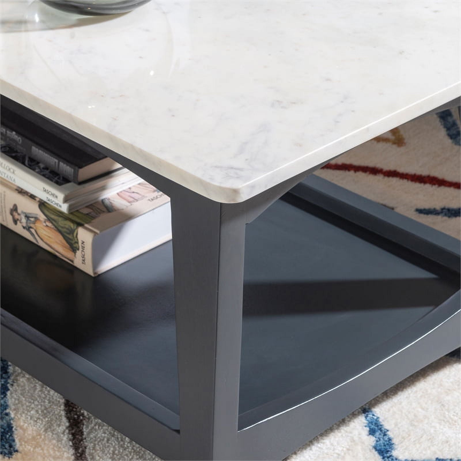 Linon Pace Wood and Marble Coffee Table in Gray