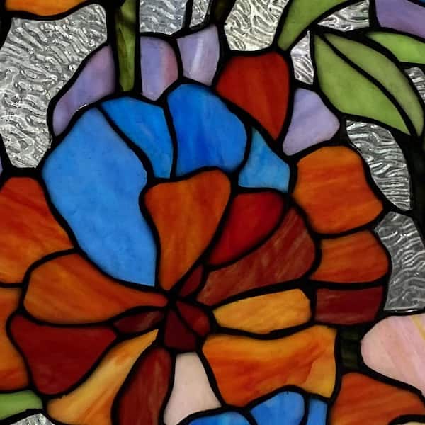 Multicolor Stained Glass Flowers Window Panel