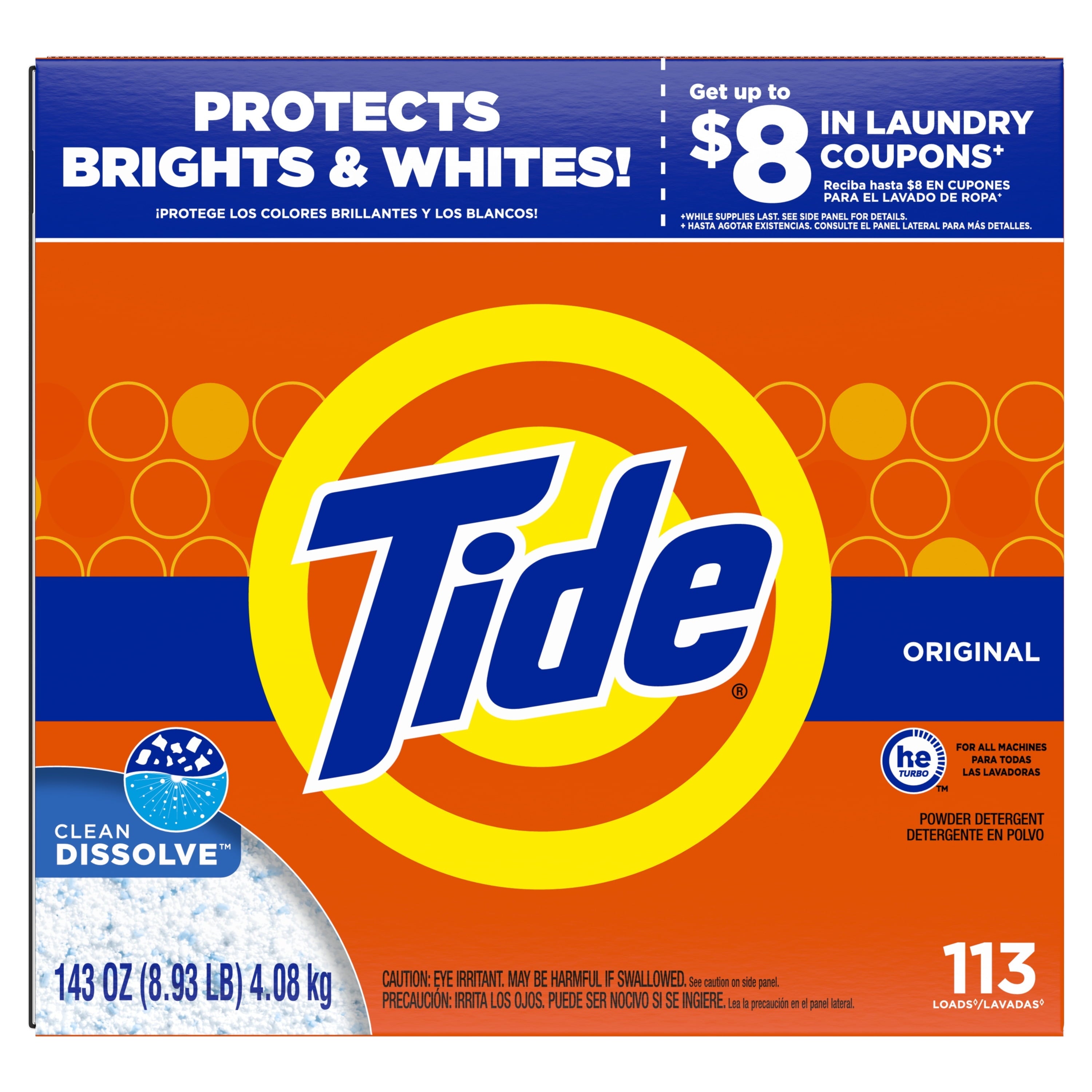 Tide Original 102 Loads, Powder Laundry Detergent, 143 oz