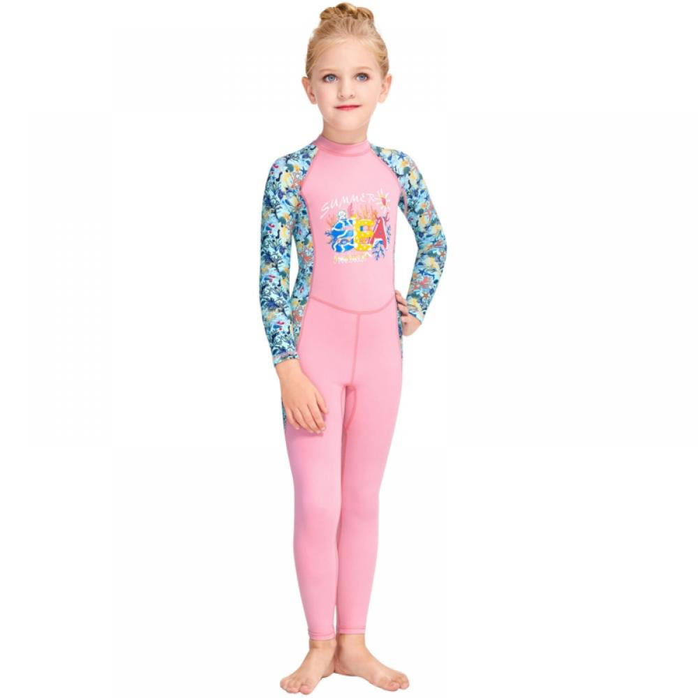 Kids Girls Boys Wetsuit Full Body Neoprene Thermal Swimsuit for Toddler Youth Children Teen, Long Sleeve Child Scuba Diving Surf Suit