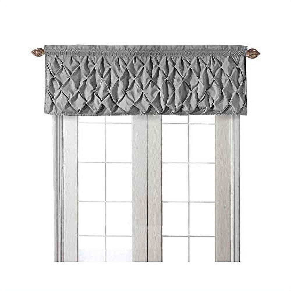 VCNY Home Carmen Pintuck Rod Pocket Light-Filtering Curtain Valance, Grey, 60