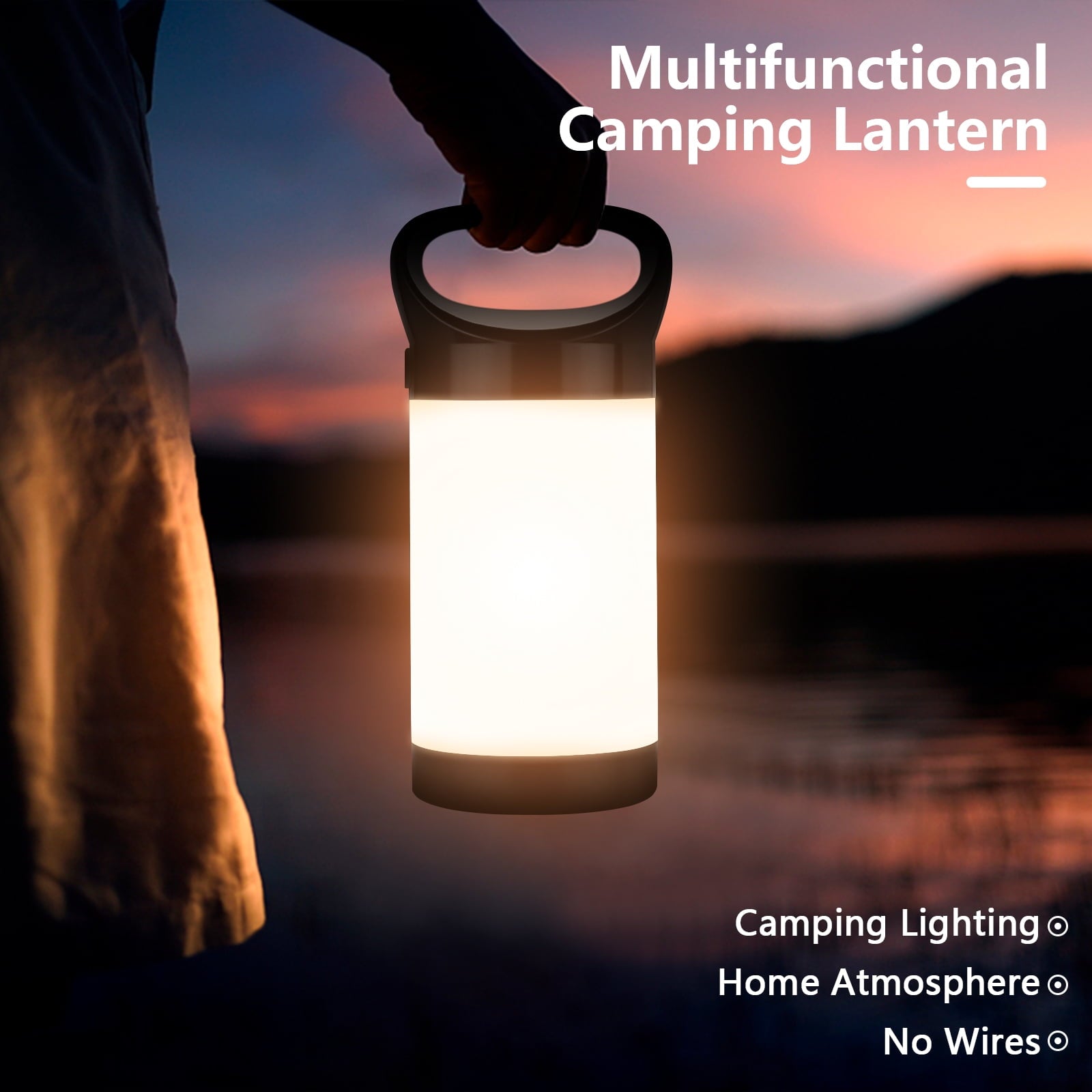 WeeHom Outdoor LED Camping Lantern with 600LM and 5 Light Modes, Portable Waterproof Emergency Camping Light for Power Outages, Hurricane, Survival Hiking